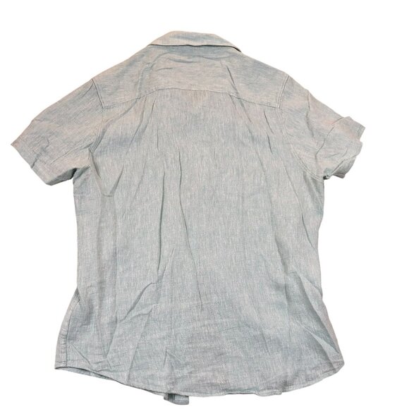 Bruno Positano Mens Button Up Shirt Medium Light Blue Short Sleeve Linen Blend - Picture 2 of 13
